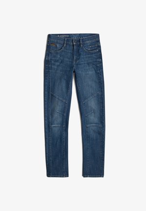 Džínsy pre motocyklistov v tmavomodrej farbe. Medzi vlastnosti patrí viacero prešitých panelov, klasické vrecká a strih s rovnými nohavicami s miernym vyblednutím.