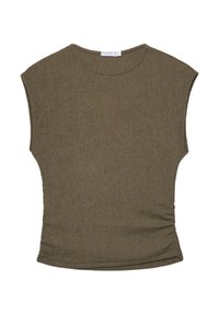 TEXTURED SLEEVE WITH GATHERING  - Top - khaki