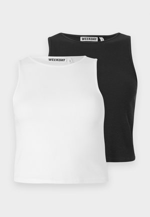 CROPPED TANK 2 PACK - Débardeur - black/white