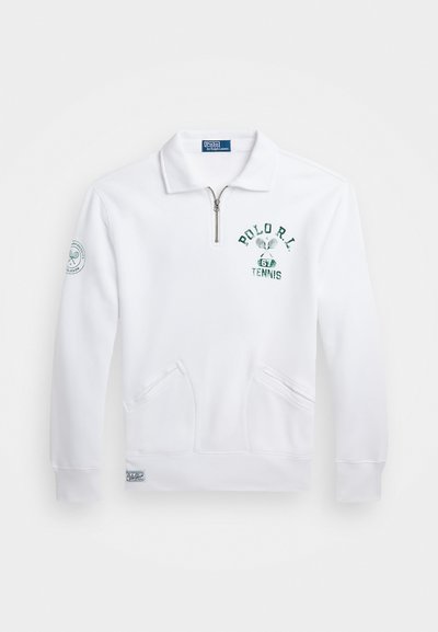 Polo Ralph Lauren WIMBLEDON FLEECE COLLARED SWEATSHIRT - Long sleeved top - ceramic white