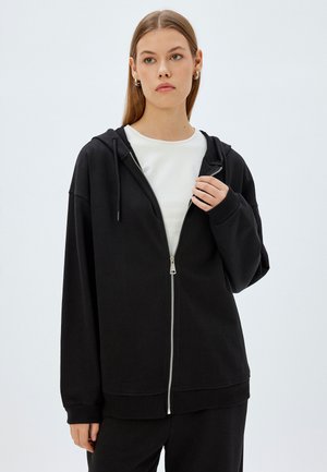 HOODED - Sudadera con cremallera - black
