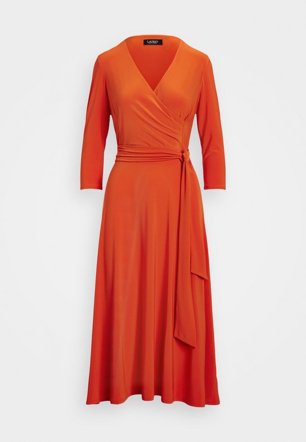 SURPLICE JERSEY DRESS - Jersey dress - orange4