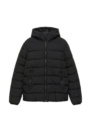 PULL&BEAR, HOODED - PUFFER JACKET - Winter jacket - black