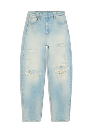 Bershka, RIPPED LOOSE FIT - JEANS - Wide leg - light blue