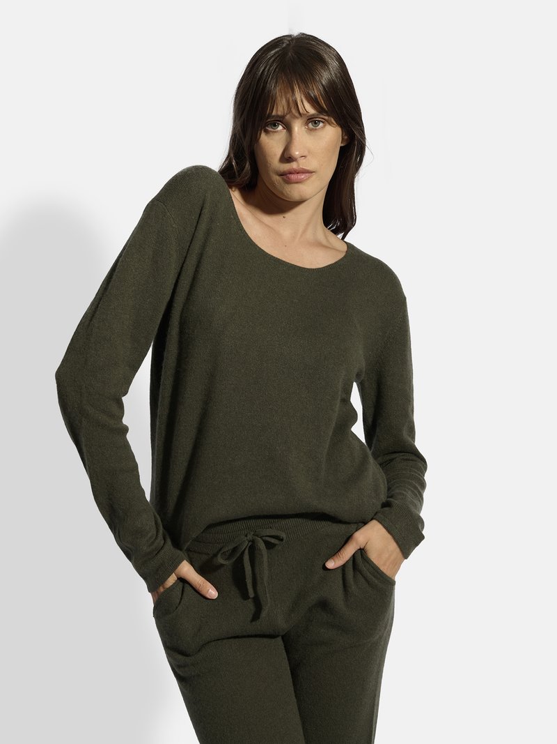 Just Cashmere Trui olijfgroen