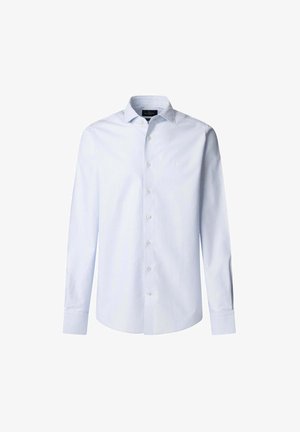 Svijetloplava dugorukava košulja od pamuka s klasičnim ovratnikom, koja se zatvara na dugmad i ima manžete s jednim dugmetom.