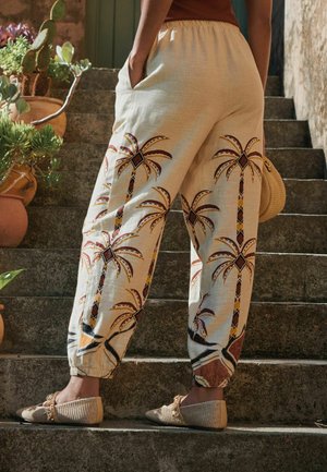 Next, Pantalon classique - beige palm print