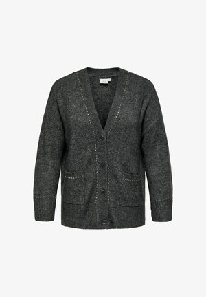 Halli kudum cardigan sügava V-kaelusega, ees taskud ja dekoratiivne narmastega kaunistus äärtes. Omab nööbikinnitust.