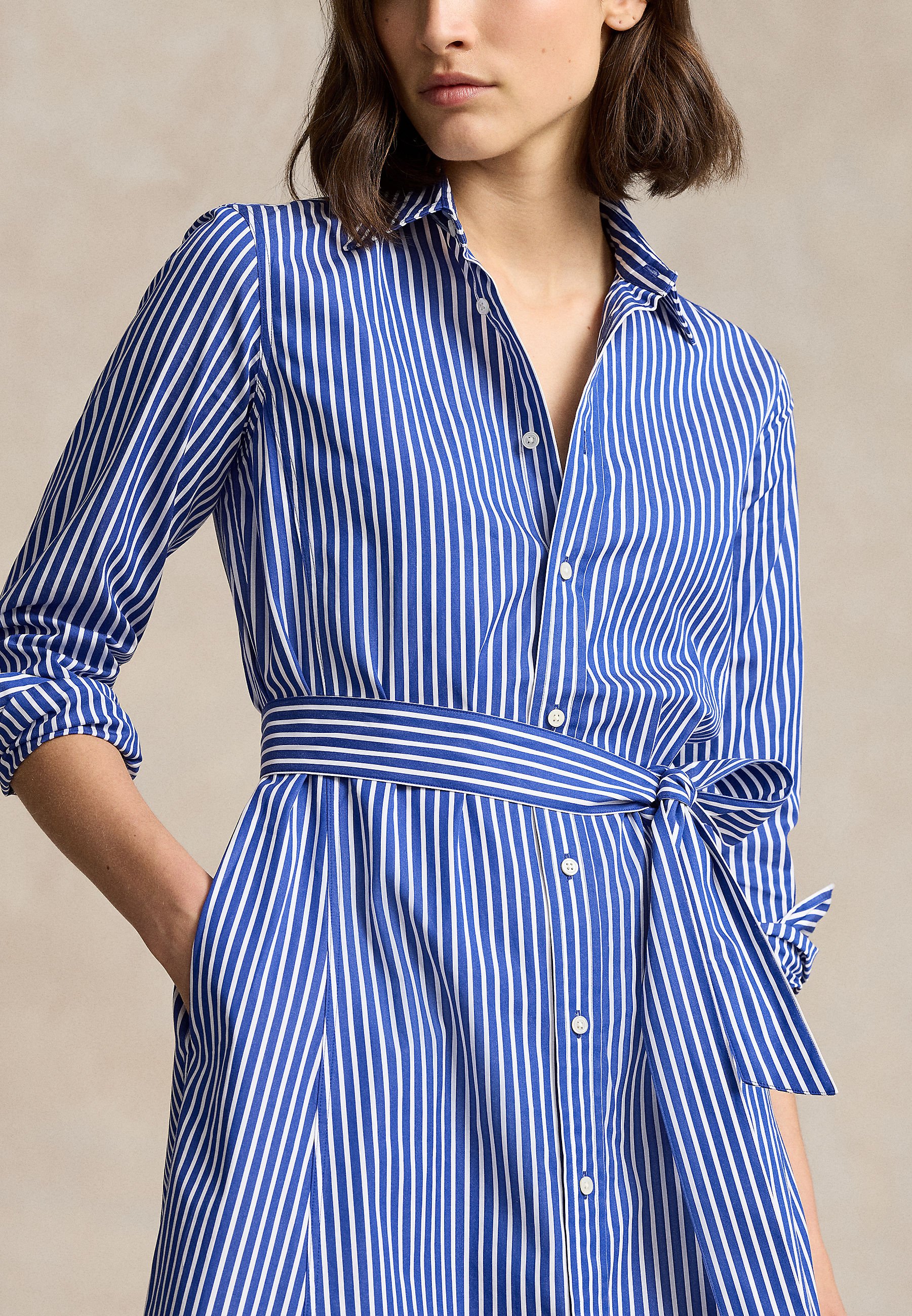 Polo Ralph Lauren BELTED STRIPED COTTON SHIRTDRESS - Shirt dress