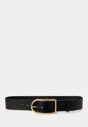 Polo Ralph Lauren CURVED‑BUCKLE LEATHER BELT - Opasok - black