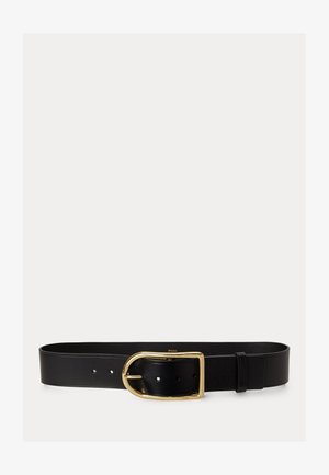 Polo Ralph Lauren CURVED‑BUCKLE LEATHER BELT - Ceinture - black