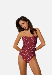 Ysabel Mora REDUCTORCON TIRANTES REMOVIBLES LUNARES GRANATE - Traje de baño - granate