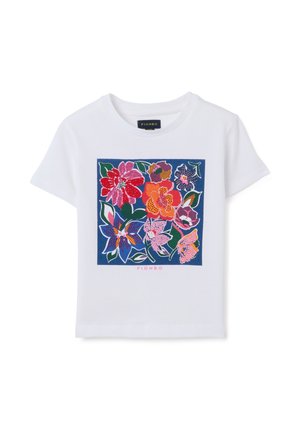 REGULAR FIT WITH FLORAL - Camiseta estampada - optical white