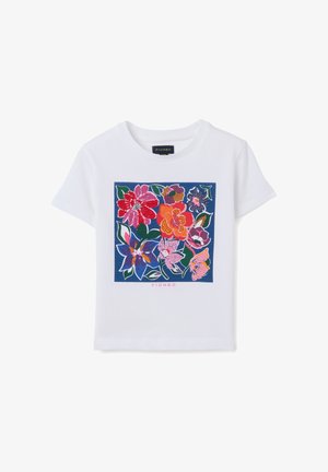 PIOMBO, REGULAR FIT WITH FLORAL - Camiseta estampada - optical white
