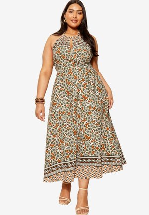 Curves Like These HALTERNECK KEYHOLE MIDI - REGULAR FIT - Freizeitkleid - brown