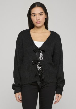 GLITTER  BOW - Strickjacke - black