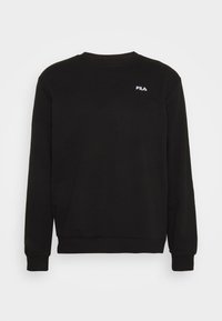 Felpa nera a collo rotondo realizzata in misto cotone, con un piccolo logo bianco sul petto, polsini a coste e una finitura texturizzata.