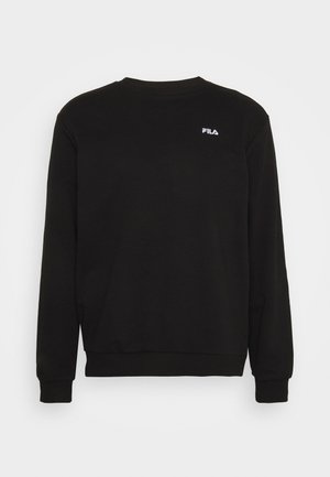 Felpa nera a collo rotondo realizzata in misto cotone, con un piccolo logo bianco sul petto, polsini a coste e una finitura texturizzata.