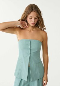 Stradivarius - TEXTURED WITH BUTTONS - Bluse - turquoise Thumbnail-Bild 1