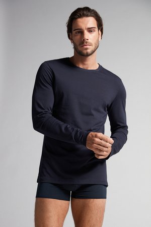 CREW NECK - Long sleeved top - blue