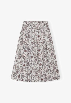 moshi moshi mind, MAGGIE SKIRT FLOWER - Jupe trapèze - white/blue/marron