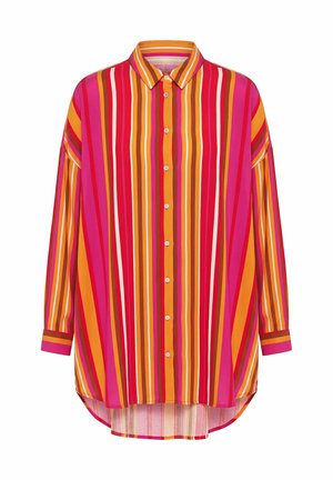 Studio Untold, BLUSE, OVERSIZE SHAPE, MUSSELIN, STREIFEN - Skjortebluser - fuchsia pink