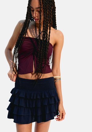 Bershka RUFFLED - A-lijn rok - royal blue