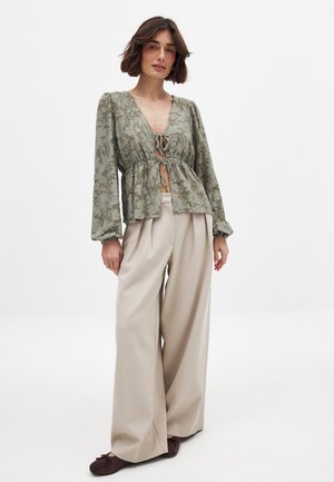 BURN OUT PUFF SLEEVE  - Palaidinė - khaki