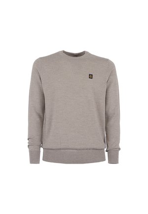 Lichtgrijze sweatshirt van zacht materiaal, met een ronde hals, lange mouwen en ribgebreide manchetten en onderkant. Klein logo op de borst.