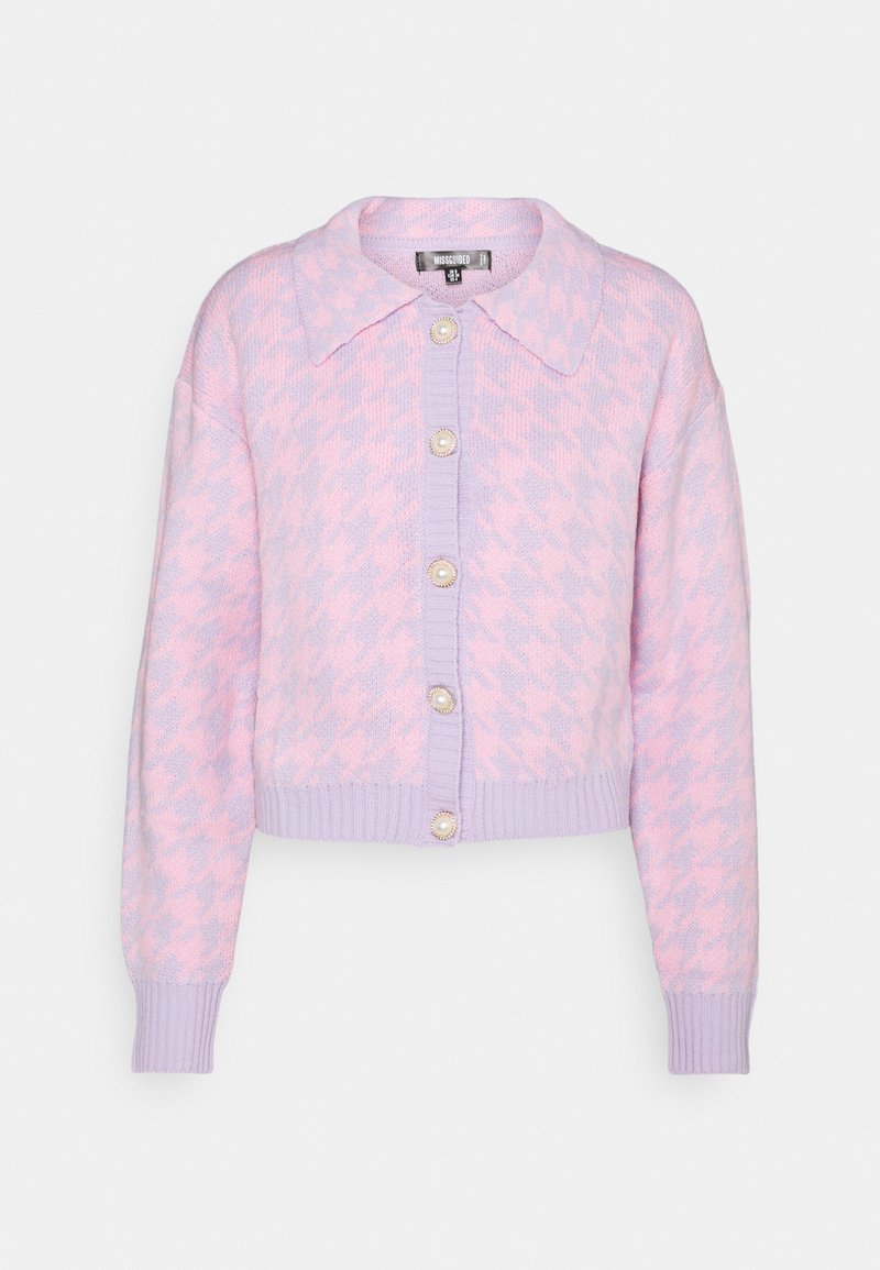 Missguided PEARL HOUNDSTOOTH COLLAR CARDIGAN Strickjacke pink
