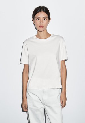 Massimo Dutti REGULAR FIT SHORT SLEEVE - Jednoduché tričko - white