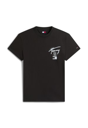 Tommy Jeans, SIGNATURE BACK LOGO JERSEY T-SHIRT - Nyomott mintás póló - black