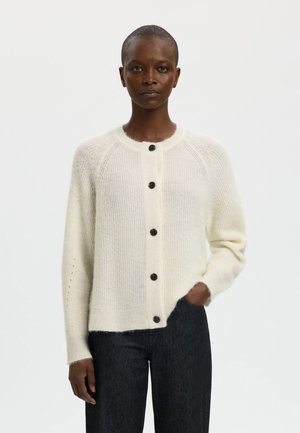 Selected Femme SLFLULU CARDIGAN - Casaco de malha - snow white