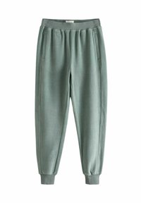 Fleece joggers i en blød mintgrøn farve. Har en elastisk talje, to sidelommer og tapered manchetter ved anklerne.