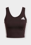 WORKOUT ESSENTIALS 3 STRIPES CROPPED TANK - Débardeur - aurora coffee/white