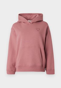 Staubrosa Kapuzenpullover mit Fronttasche und kleinem besticktem Herz auf der linken Brust, mit langen Ärmeln und Kapuze.