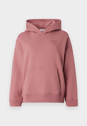 Staubrosa Kapuzenpullover mit Fronttasche und kleinem besticktem Herz auf der linken Brust, mit langen Ärmeln und Kapuze.