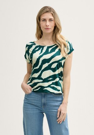 ALL OVER PRINTED CREW NECK - Nyomott mintás póló - abstract teal zebra print
