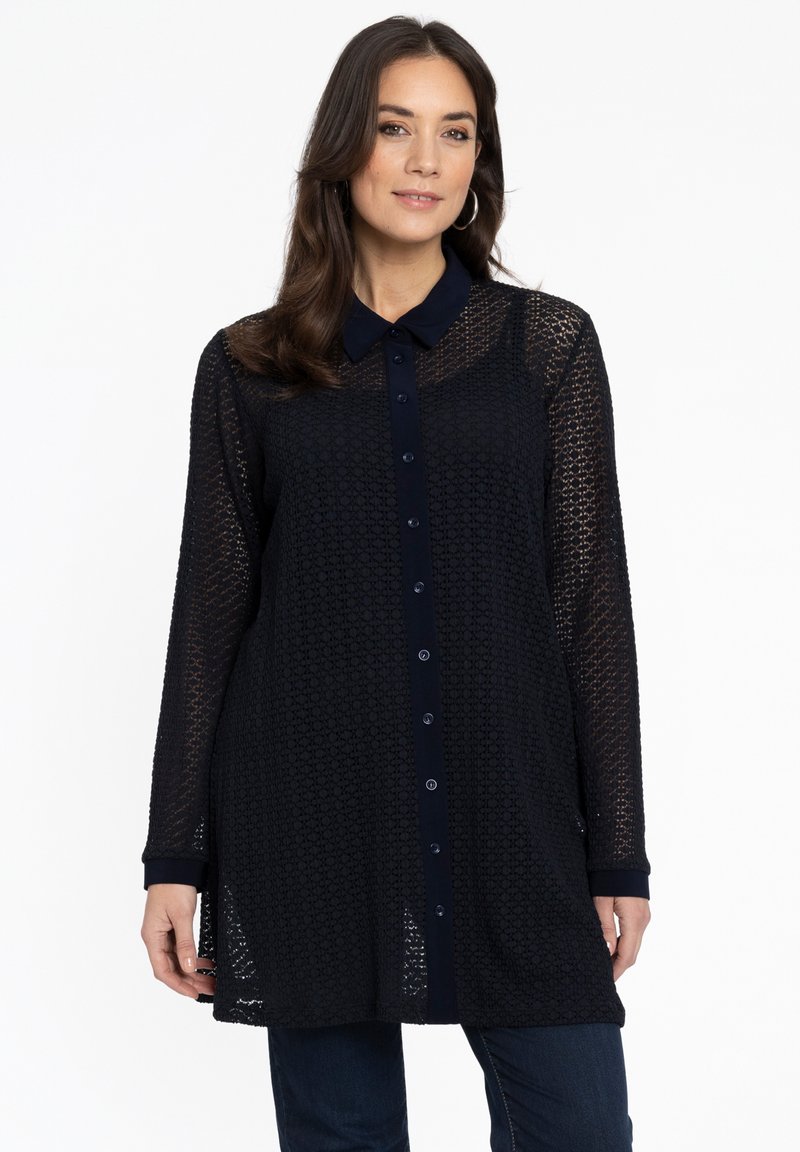 YOEK DETAIL - Button-down blouse - blue