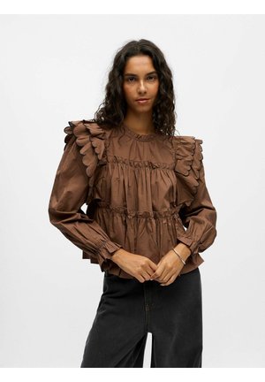 MIT LANGEN ÄRMELN OBJHOPE - Camicetta - cocoa brown