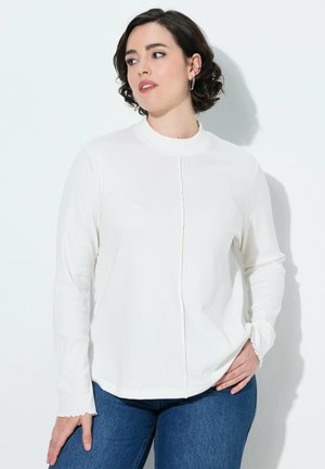 Ulla Popken, TEXTURED SEAM COLLARED LONG SLEEVE TEE - Camiseta de manga larga - off-white
