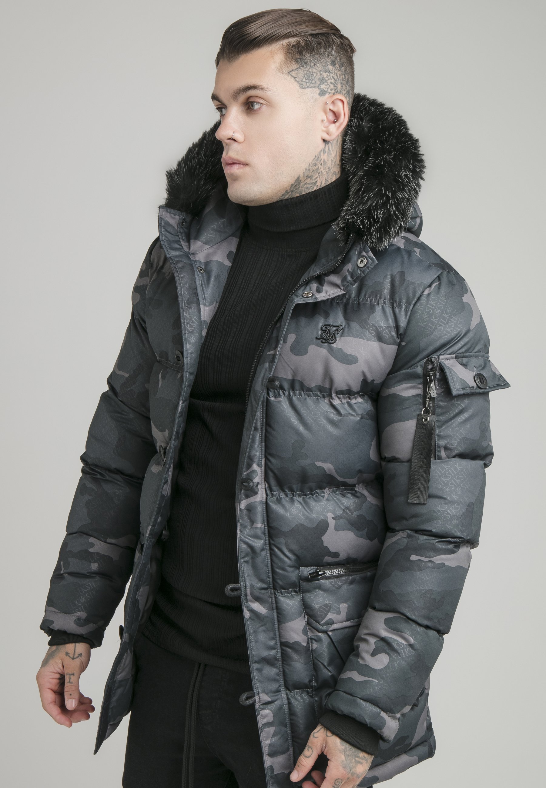 silk silk parka jacket