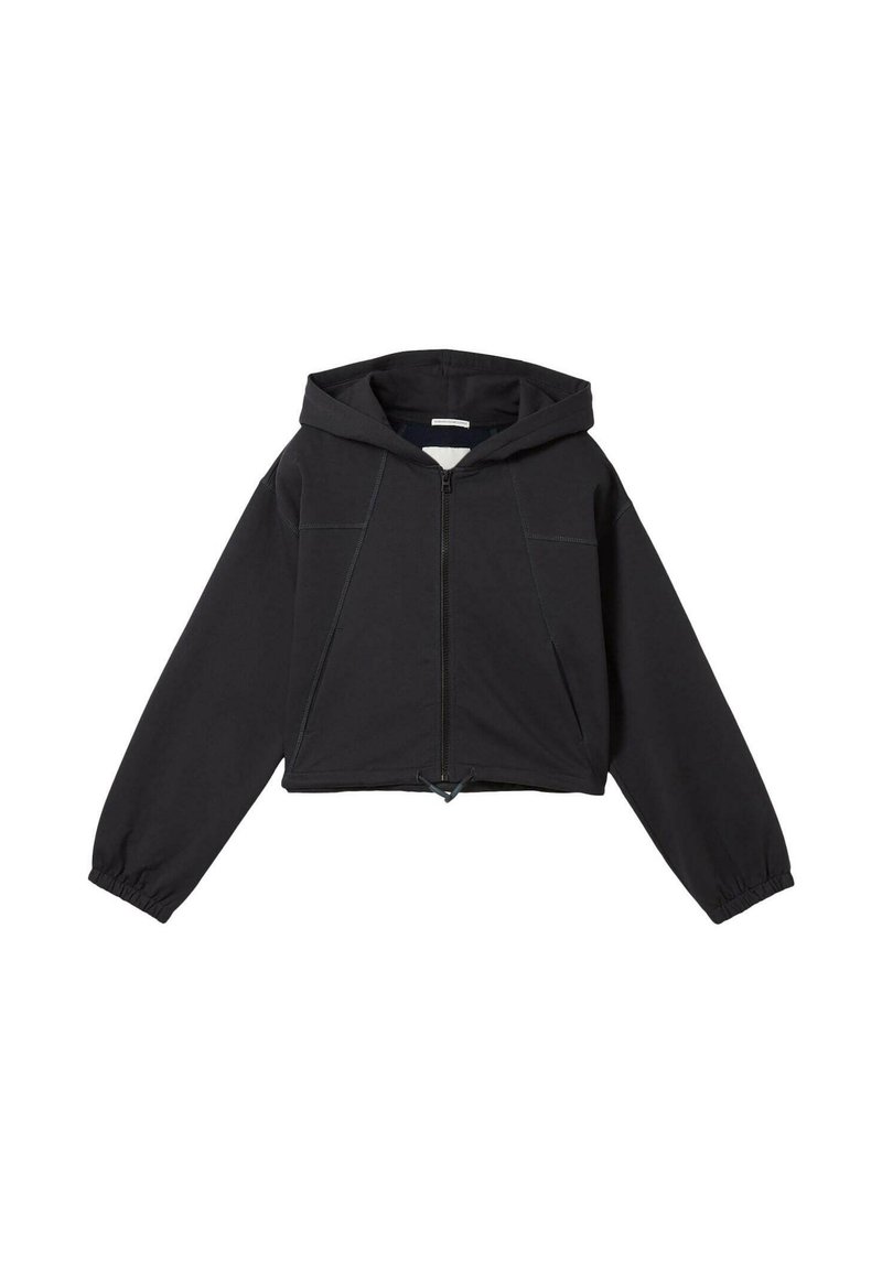 TOM TAILOR CROPPED - Majica s kapuljačom i patentnim zatvaračem - heavy black