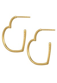 Boucles d'oreilles en or en forme de boucle, avec un design géométrique, caractérisées par une forme de cercle ouvert et une texture lisse, légères avec une esthétique minimaliste.
