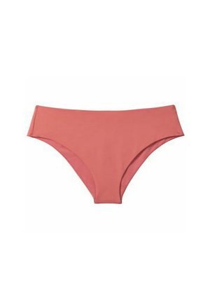 Slip bikini da donna di colore rosa polvere solido, con taglio classico a vita bassa e tessuto liscio su sfondo bianco.