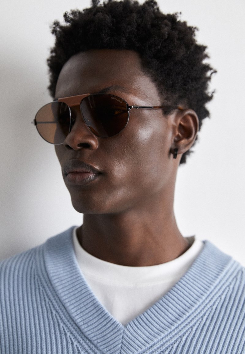Tom Ford KEN - Solbriller - shiny gunmetal/brown