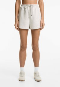 OYSHO - SOFT TOUCH WIDE-LEG - Tracksuit bottoms - mottled light grey Thumbnail Image 1
