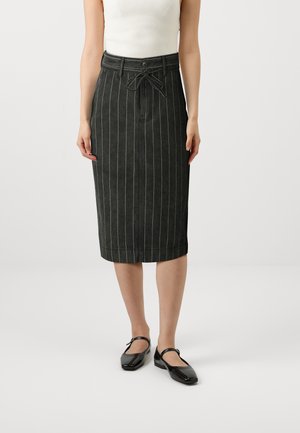 STRIPES - Jeansrock - black