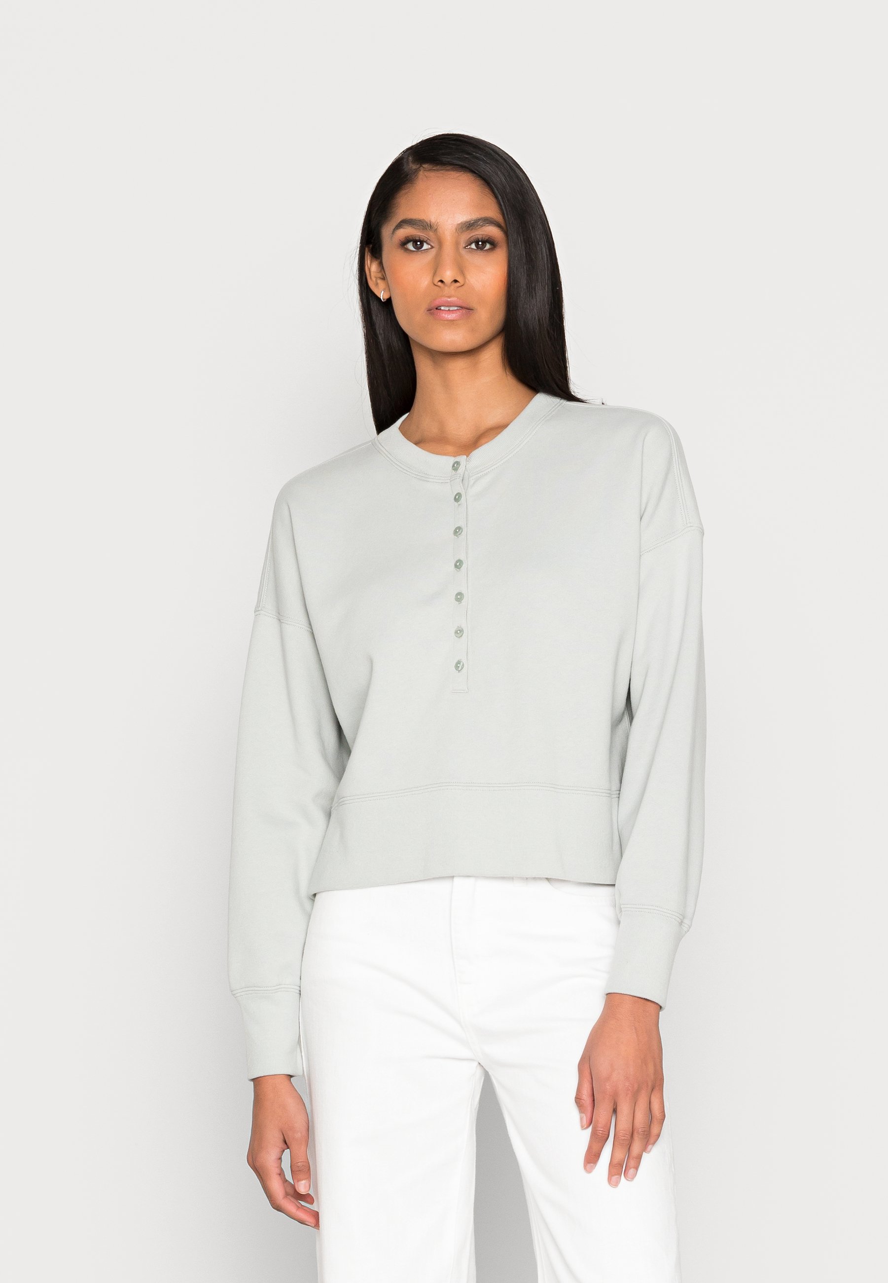 Abercrombie u0026 Fitch HENLEY SHARKBITE - Sweatshirt - puritan grey/grey -  Zalando.de