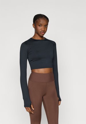 Even&Odd active ESSENTIAL QUICK DRY CROPPED LONG SLEEVE TOP WITH THUMB HOLES - Långärmad tröja - black